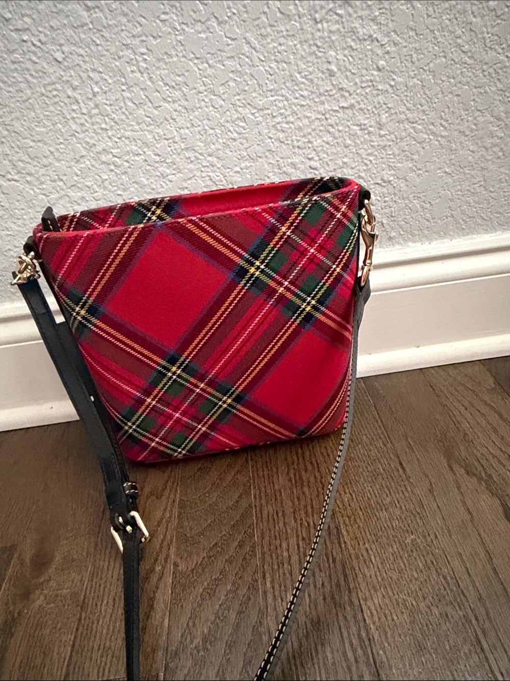 Dooney & Bourke Red Plaid Crossbody with Black Strap - Picture 3 of 7